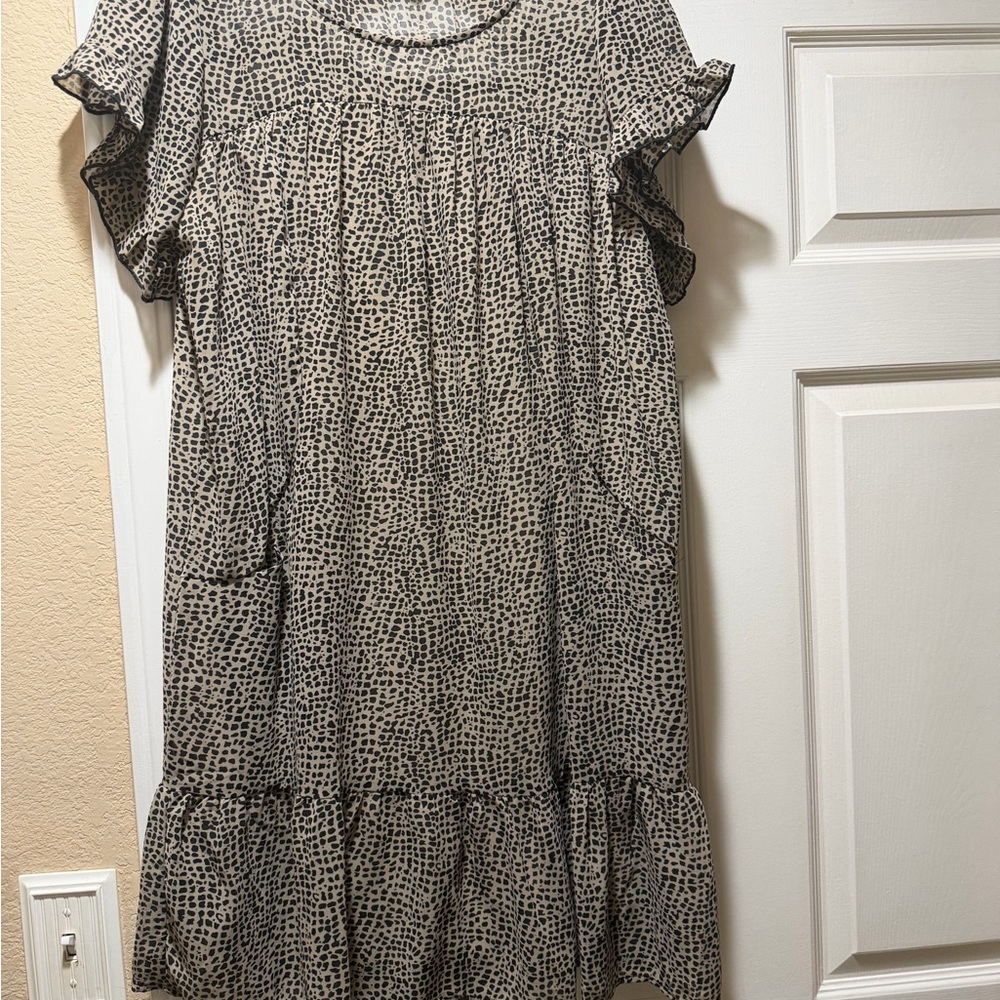 Umgee Black and Cream Mini Dress